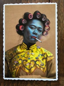 Mark Denton Esq. SIGNED smoking Chinese Girl from Croydon’ Postcard - Mini Print - Picture 1 of 8