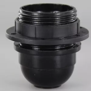 BLACK PHENOLIC HALF THREADED STANDARD LAMP SOCKET WITH RING E-26 NEW 30988J - Picture 1 of 7
