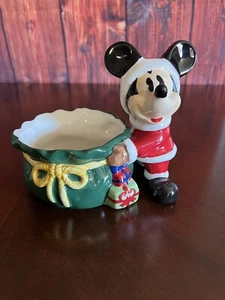 Disney Santa Mickey Mouse Ceramic Candy Treat Bowl Dish Christmas - Picture 1 of 7