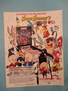 Bug Hase Geburtstag Ball Flipper Maschine Flyer Bally Original handsigniert - Bild 1 von 3