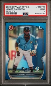 2023 Bowman 1st Edition Junior Caminero Blue /150 Rays 1st PSA 9 - Picture 1 of 4