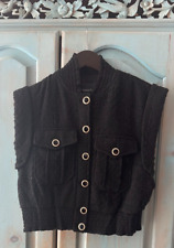 Christian Lacroix Tweed Black Vest Size XXS Women's Sleeveless Cropped Buttons