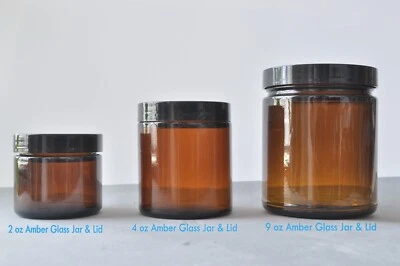 2oz 4oz and 9oz Glass Jars with Lid From 3 Pack to Bulk Clear or Amber - Image 1 of 4