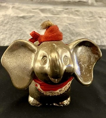 1950s-60s DISNEY DUMBO Zinc “PIGGY BANK,Circus Version W/Original Attire Japan - Image 1 of 4