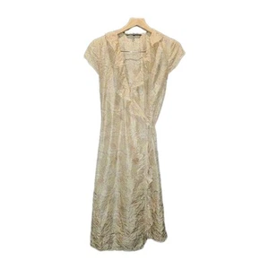 Betty Jackson Silk Wrap Yellow Ruffle Dress Size 12 - Picture 1 of 7