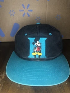 Sombrero vintage de Mickey Mouse negro turquesa Snapback - Imagen 1 de 7