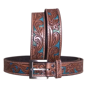 GM HILASON Western Echt Leder Gürtel für Herren Damen Cowboy Cowgirl Handarbeit - Bild 1 von 5