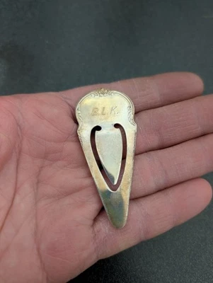 复古 S. Kirk & Sons 925 纯银花朵图案 雕刻 BLK 书签 — 第 1/4 张图片