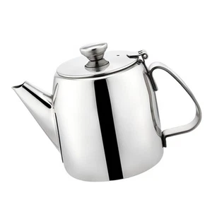 Teiera metallo acciaio inox caffè tè caffè bevanda ristorante teak coperchio ribaltabile - Foto 1 di 12