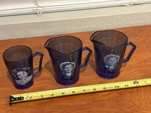 Mint Hazel Atlas Shirley Temple Cobalt Blue. Mini Pitcher (2) & Mug Set/ 1930's - Picture 1 of 4