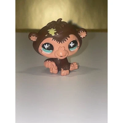 Juguete Hasbro Littlest Pet Shop LPS Messiest Monkey Chimpancé Marrón Beige Ojos Verdes Foto 1 de 3
