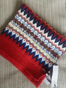 🌟Joules Sciarpa donna in maglia Shetland, rossa Fair Isle, nuova🌟 - Foto 1 di 4