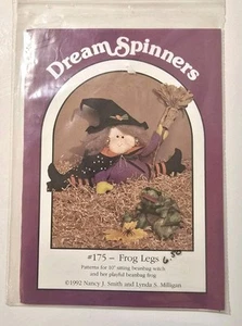 Dream Spinners Pattern #175 Frog Legs 10" Beanbag Witch and Frog Uncut 1992 - Picture 1 of 9