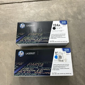 HP 124A Black Cyan Original LaserJet Toner Cartridge Q6000A Q6001A New OEM - Picture 1 of 2