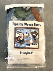 Disney Tapestry Woven Throw Blanket Wrap Mickey Minnie Donald Goofy Bag 60 x 50” - Picture 1 of 5