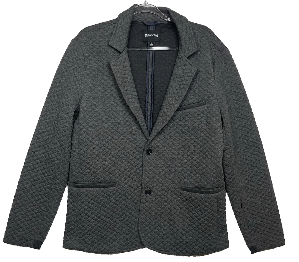Chaqueta de viaje Betabrand para hombre talla mediana gris acolchada de dos botones Foto 1 de 4
