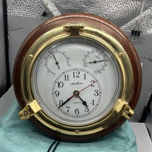 Seth Thomas Porthole Wall Clock Hydro Thermo Gauges Meridian Model 1046 USA - Picture 1 of 14