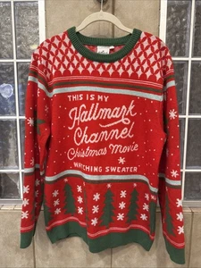 Hallmark Channel Fair Isle Ugly Christmas Sweater Herren Damen XL rot grün Urlaub - Bild 1 von 5