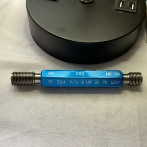 OSG 9/16-18 UNF-2B GO PD .5264 NO GO PD .5323 Thread Plug Gage (I14) - Picture 1 of 11