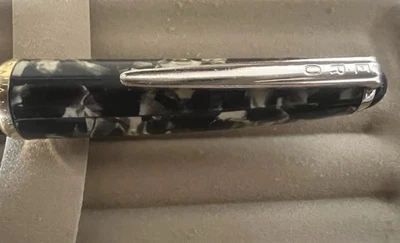 ERO Marmorierte Füllfederhalter Mit Kolben Und Vergoldeter Feder Vintage B - Bild 1 von 4