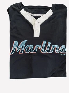 Majestic Miami Marlins back in black Baseball Jersey Blank Men's Size -XL - Picture 1 of 6