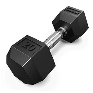20 LB Rubber Encased Hex Dumbbells with Chrome Handle. Sold Individually All - Picture 1 of 8