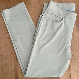 Pantalones de rendimiento Peter Millar Crown Crafted Bingham 5 bolsillos beige 35x32 nuevos con etiquetas - Imagen 1 de 10