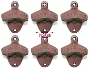 Set of 6 Rustic Farmhouse Wrought Iron Vintage Wall Mounted Beer Bottle Opener - Picture 1 of 2