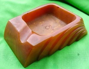 Selten Carvacraft Art Deco Periode Bernstein Phenol Bakelit Schreibtisch Set Aschenbecher - Bild 1 von 7