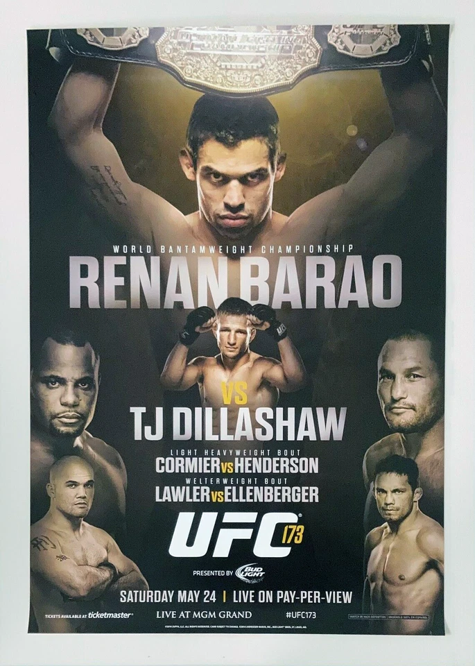 Póster UFC 173, V3, 27x39, Dillashaw, Dan Henderson, Cormier, Lawler, sin firmar Foto 1 de 1