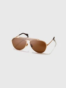Gafas de sol Yohji Yamamoto YY7039 redondas Avlator oro mate - totalmente nuevas, precio de venta sugerido por el fabricante £440 - Imagen 1 de 12