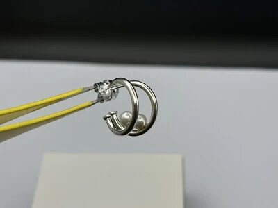 Brand New Genuine Pandora S925 Silver Contemporary Pearl Hoop Earrings 297528P - Image 1 of 4