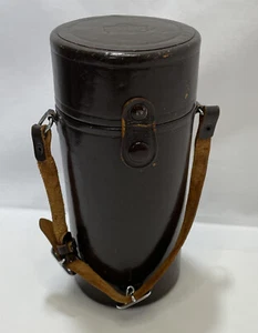 GENUINE NIPPON KOGAKU TOKYO BROWN HARD LENS CASE 3.5" DIAMETER 7.5" TALL - Picture 1 of 13
