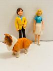 Vintage F-P Fisher Price 1970?S Dollhouse People Man Woman Collie Dog Dad Mom