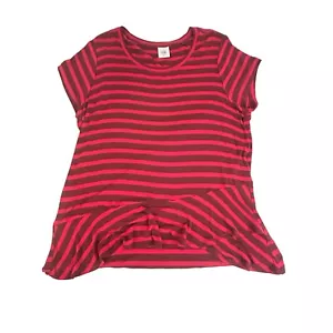 CAbi Sweet Talk Tee Damen Gr. L granatrot gestreift Kurzarm Shirt Schößchen - Bild 1 von 11