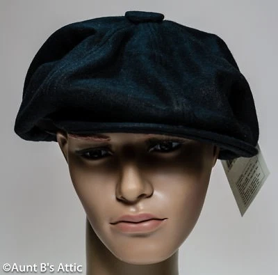 Gorra de Newsboy Años 1920-1930 Era Negro Lana Ala Disfraz Sombrero Asso. Tallas Foto 1 de 3