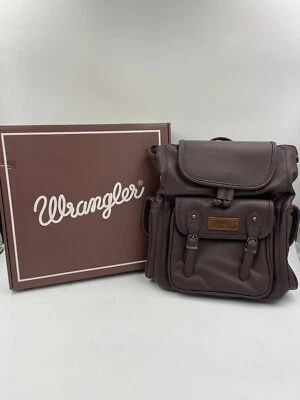 Wrangler Imitación Cuero Guijarro Mochila Cartera Antirrobo Bolso de Viaje Marrón Occidental Foto 1 de 4