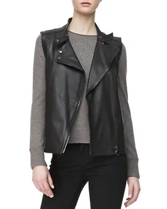 J Brand "Madisyn" 100% genuine leather vest in black size S/UK8 - Picture 1 of 10