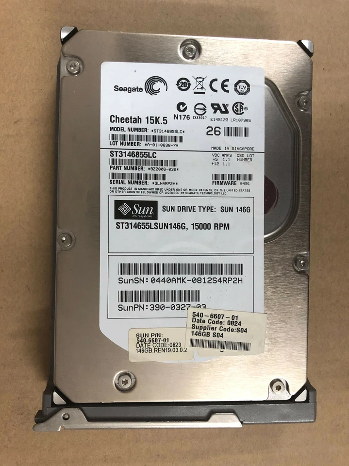 SUN ORACLE 540-6607 146GB 15K SCSI 390-0327 ST314655LSUN 146G ST3146855LC - Image 1 of 1