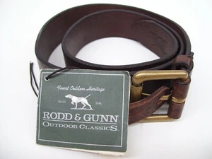 MENS LEATHER BELT RODD & GUNN BROWN DRESS BUCKLE WORK CASUAL TROUSER BUSINESS - Picture 1 of 7