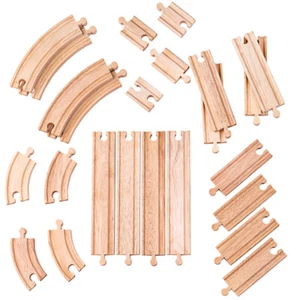 Bigjigs Rail Wooden Straights & Curves Track Pack, Track Expansion - 24 Pieces - Picture 1 of 6