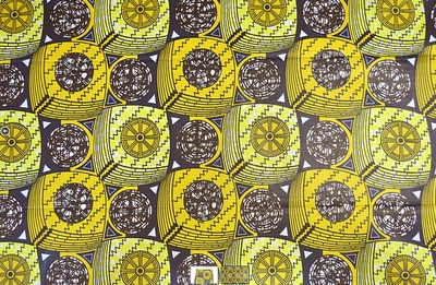 African Coasters Print Fabric 4 yards - Image 1 of 2