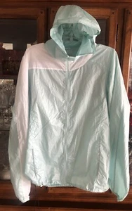 Brooks XL Women Shelter Technology Reflective Jacket Hood Pockets Green/White - Picture 1 of 24