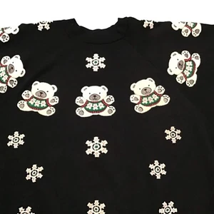 Vintage 80er Jahre Damen Größe M Sm Med Teddybär Sweatshirt Puffy Paint - Bild 1 von 4