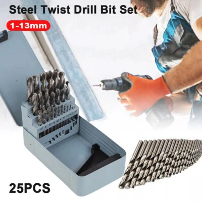 25 Pcs HSS Cobalt Metal Drill Bit Set Ø 1mm-13mm Quality High Speed Metric Tool
