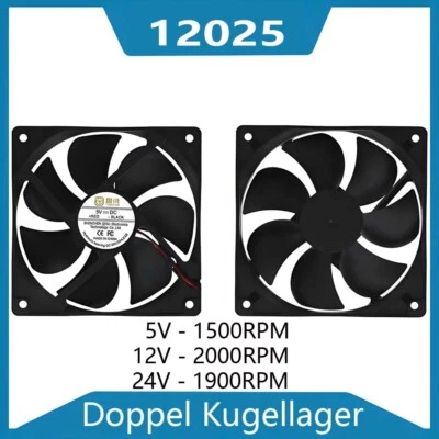 12025 Doppel Kugellager Kühlventilator 24V 12V 5V DC bürstenloser Computerkoffer - Bild 1 von 4