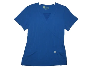 Marvella by White Cross Womens Solid Royal Blue Mock Wrap Scrub Top Size XS - Picture 1 of 6