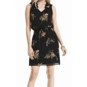 White House Black Market Black Floral Blouson Kleid - Bild 1 von 10