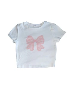 Garage Clothing Women’s Pink Bow Graphic Cropped Crew Neck Tee Size XS - Picture 1 of 3