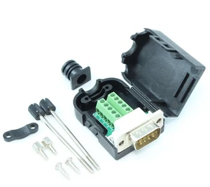 Serial Port DB9 Male RS232 Connector to Terminal Board Module w/Hood - Picture 1 of 2